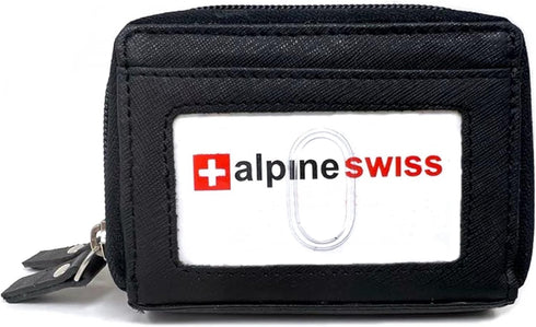 Alpine Swiss Womens Accordion Organizer Wallet Leather Credit Card Case ID Black...