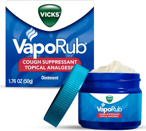 Vicks VapoRub, Original, Cough Suppressant, Topical Chest Rub & Analgesic Ointment, Medicated Vicks Vapors, Relief from Cough Due to Cold, Aches &...