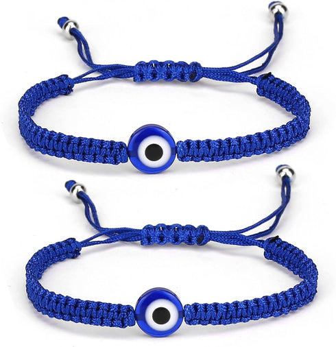 COLORFUL BLING Set Evil Eye Handmade Knots Beaded Beads Protection Good Luck Thread String Rope Adjustable Bracelets Bangle Amulet Turkish for Wom...