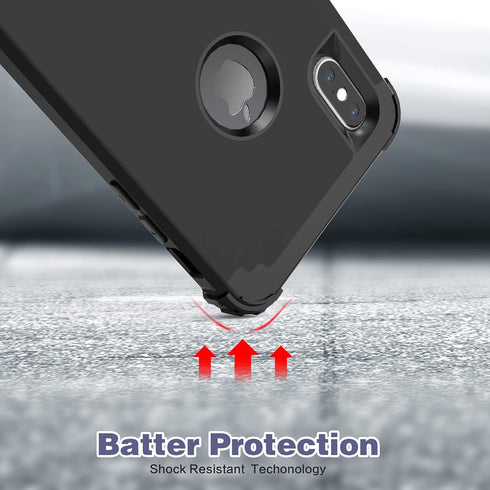 IDweel for iPhone Xs Max Case with Tempered Glass Screen Protector, 3 in 1 Shock Absorption Heavy Duty Protection Hard PC Cover Soft Silicone Bump...