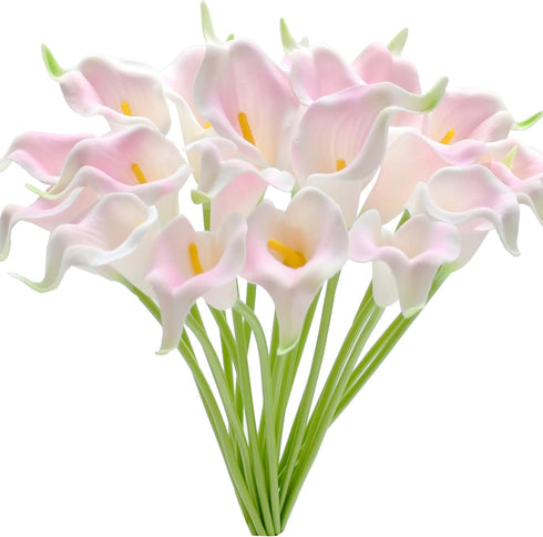 Mandy's PU Light Pink Calla Lily Artificial Flowers 20 Stems 13.5in Faux Realistic Centerpiece DIY Bridal Bouquet Home Décor...