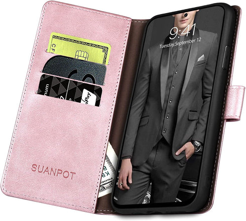 SUANPOT for Samsung Galaxy S21 Ultra 6.8" with RFID Blocking Leather Wallet case Credit Card Holder,Flip Folio Book Phone case Shockproof Cover Wo...
