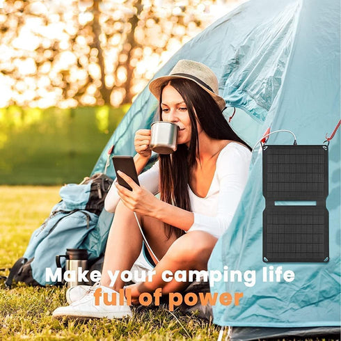 FlexSolar 10W Portable Solar Chargers 5V USB Small Power Emergency ETFE Panels Foldable IP67 Waterproof Camping Hiking Backpacking for Phones Fans...