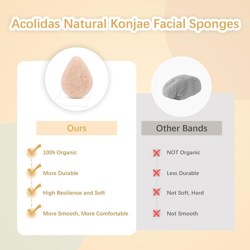 Konjac Exfoliating Organic Cleansing Facial Sponges Set - Natural Walnut Charcoal Konjac Face Sponge for Exfoliator Skincare Makeup Removal Body W...