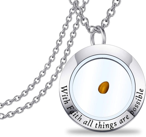ENSIANTH Faith Jewelry with Faith All Things are Possible Mustard Seed Pendant Mustard Seed Necklace for Women Girls...