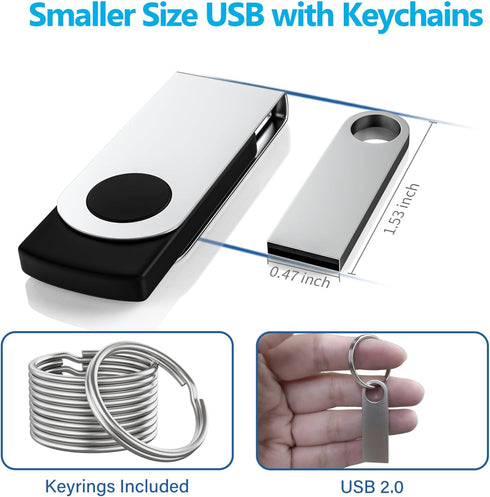 ABLAZE 8GB Flash Drive 5 Pack, Metal USB 2.0 Thumb Drives with Keychains USB Stick Pendrive (Sliver)...