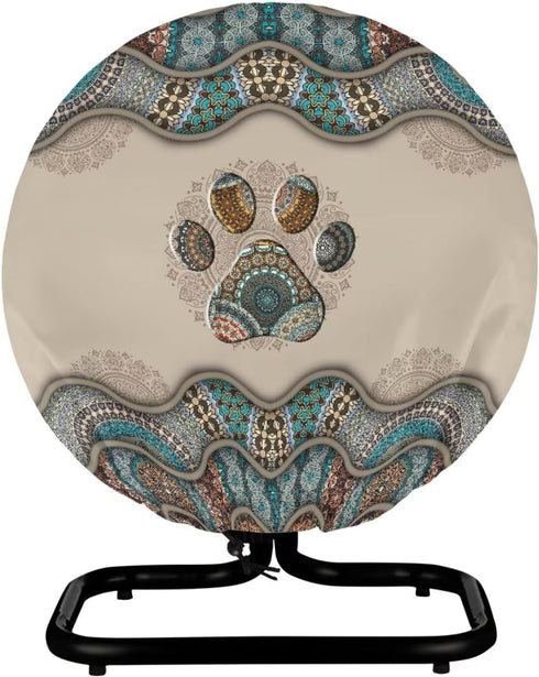 Boho Paw Print Industrial Fan Cover, Waterproof & Dustproof Cover Suitable for 24" High Velocity Movement Heavy Duty Drum Fan, Heavy Duty Outdoor ...