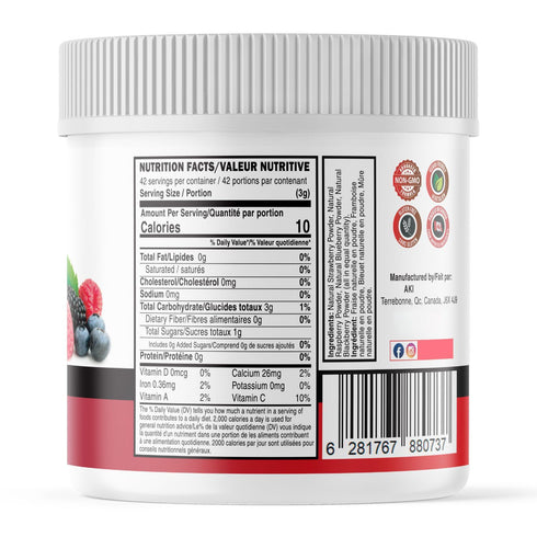 AKI 4-Berry Blend - Blueberry, Raspberry, Strawberry & Blackberry Blend Superfood (5.29oz/150g) - Rich in Vitamin C & Superior Quality Ingredients...