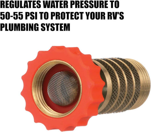 Valterra RV Hi-Flow Water Regulator, Lead-Free Brass Hi-Flow Water Regulator for Camper, Trailer, RV Plumbing System, 50-55 psi...