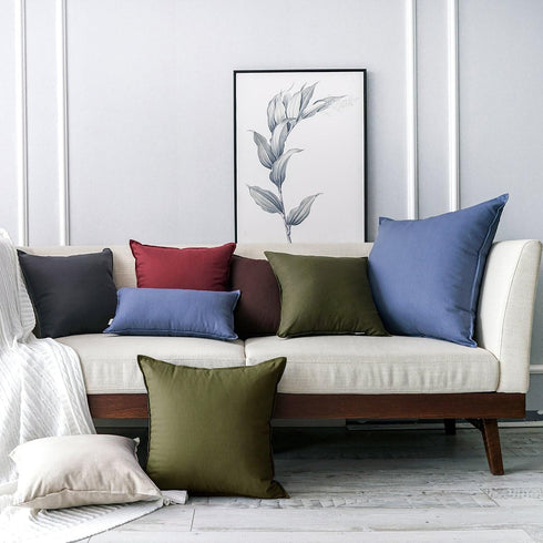 Jeanerlor Cotton Linen Square Decorative Throw Pillow Case Cushion Cover with Twin Needles Stitch on Edge,for Wedding Party Gift Car 12"x20"(30 x ...