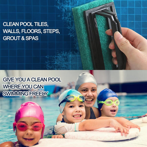 3 Pack Hand-Held Pool Scrub Brush Swimming Pool Brush Scrubbing Scouring Sponge Pad for Cleaning Pool Walls, Tiles, Floors & Steps - Surface Clean...