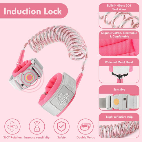 Lehoo Castle Upgraded Anti Lost Wrist Link, Kid Harness with Induction Lock, Safety Wrist Leash for Toddlers, Kids Backpack Leash, Child Leash Har...