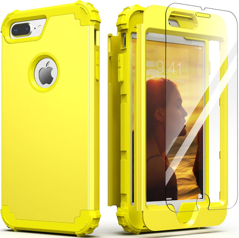 IDweel for iPhone 8 Plus Case,for iPhone 7 Plus Case with Screen Protector,3 in 1 Shockproof Hybrid Heavy Duty Protection Hard PC Cover Soft Silic...