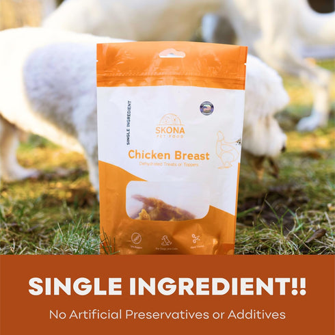 Skona Single-Ingredient Chicken Breast Jerky Treats (4oz) | Dogs & Cats | Lean Protein, Hypoallergenic, Dental Care | Ideal Training, USA Made...