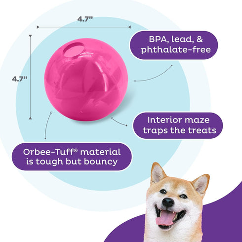 Outward Hound Mazee Puzzle Ball Interactive Treat Dispensing Dog Toy, Pink...