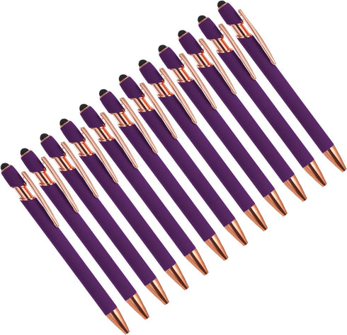 YOKIVE 12 Pcs Ballpoint Pen with Stylus Tip, 2 in 1 Black Ink Metal Stylus Pen 1.0mm Medium Point Style 2, Great for Touch Screens, Office, Studio...