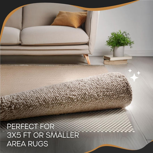 Nevlers Non Slip 3'x5' Rug Pads | White PVC Foam Rug Gripper for Hardwood Floors | Indoor/Outdoor Anti Skid Rug Gripper with Customizable Open Wea...