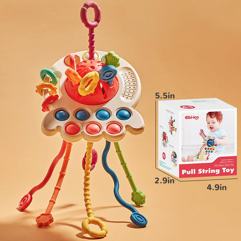 Montessori Toys for 18+ Months Old - Baby Sensory Toys for Boys and Girls Silicone Pull String Activity Toy for Toddlers Learning & Educational To...