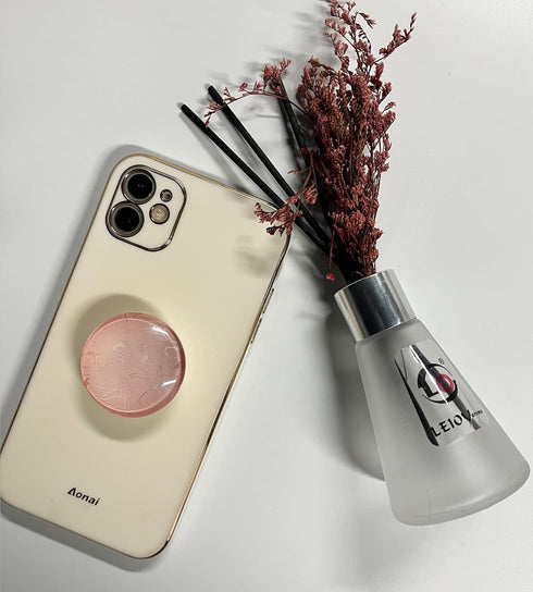 Clear Glitter Pink Rose Gold Marble Design Expandible Collapsible Mobile Phone Grip Cell Phone Stand Holder for Smartphones Cellphone Accessory...