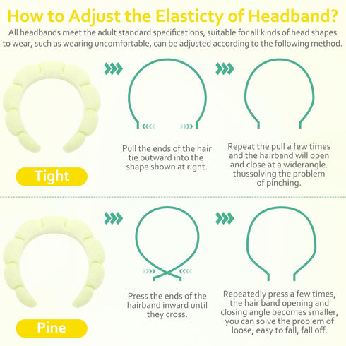 Skincare Headbands for Women, Makeup Spa Headband Bubble Face Wash Headbands for Washing Face or Facial with Hair Clips, Thick Hair Cute Puffy Spo...