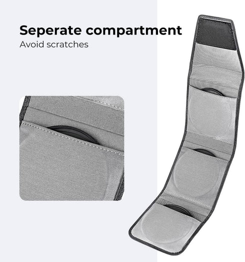 K&F Concept Lens Filter Pouch, Lens Filter Case 3 Pocket Professional Photography Filter Holder Belt Bag Pouch Water-Resistant and Dustproof for F...