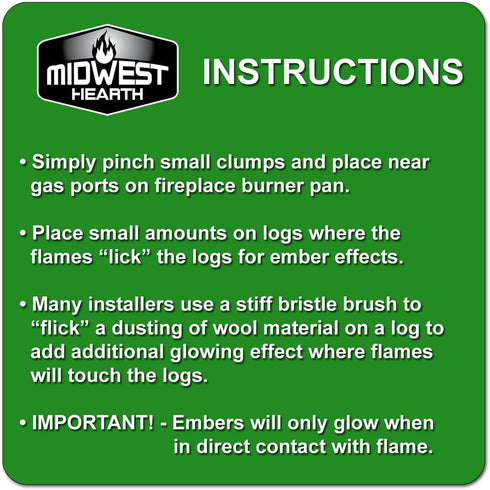 Midwest Hearth Rock Wool for Gas Log - 6 oz. Bag...