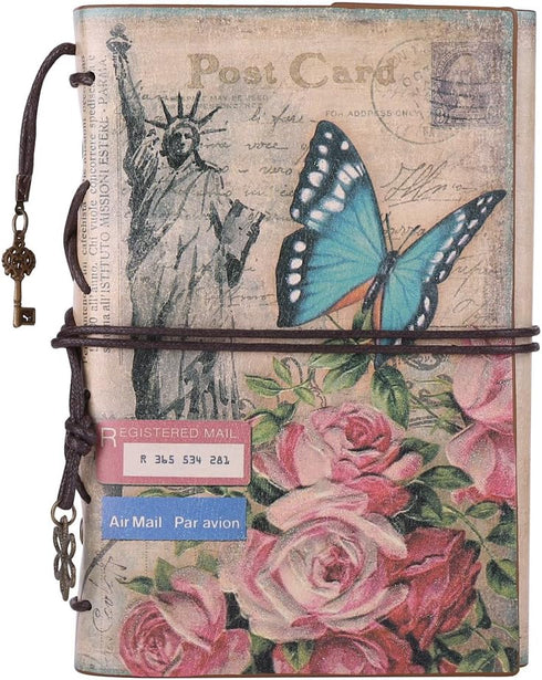 Leather Journal Notebook, MALEDEN Vintage Travel Journal for Women Refillable Sketchbook Diary Planner with Unlined Pages and Zipper Pocket...