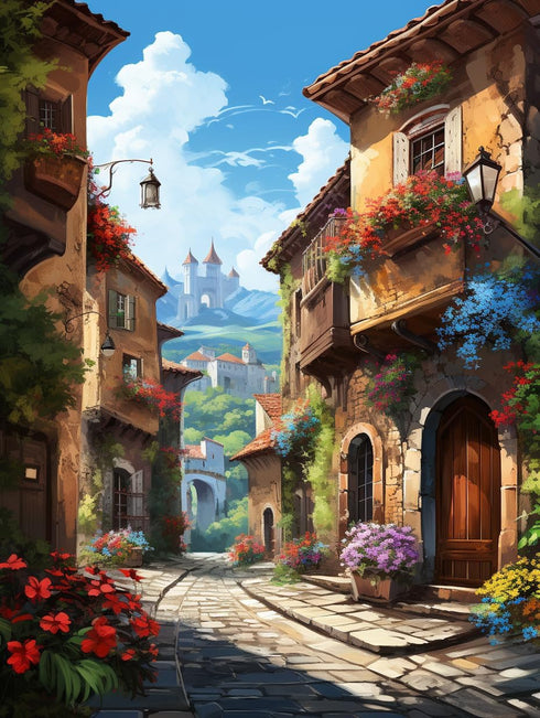Kaliosy 5D Diamond Art Painting Kits for Adult European Town by Number Kits, Paint with Diamonds Art Landscape DIY Full Drill, Crystal Craft Cross...