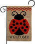 Welcome Ladybug Burlap Garden Flag - Friends Bugs & Frogs Butterfly Ladybugs Dragonfly Bee Springtime Insect Natural Wildlife - Yard Decorations H...