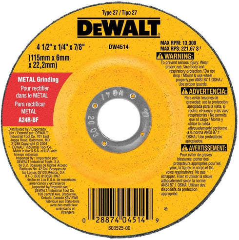 DEWALT DW4624 6-Inch by 1/4-Inch by 7/8-Inch General Purpose Metal Grinding Wheel (1-Pack)...
