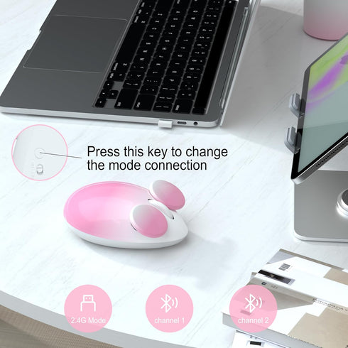 UBOTIE Bluetooth Wireless Optical Mouse, Portable Wireress Bluetooth and USB Nano Connection Cute Rat Shape Colorful Gift Computer Mouse for Lapto...