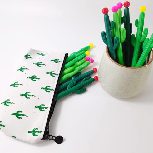 Cactus Shaped Rollerball Pens (30PCS) with Cactus Pencil Case, Green, 31 Piece Set...