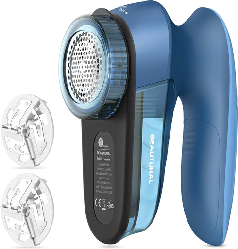 BEAUTURAL Fabric Shaver and Lint Remover, Sweater Defuzzer with 2-Speeds, 2 Replaceable Stainless Steel Blades, Battery Operated, Remove Clothes F...