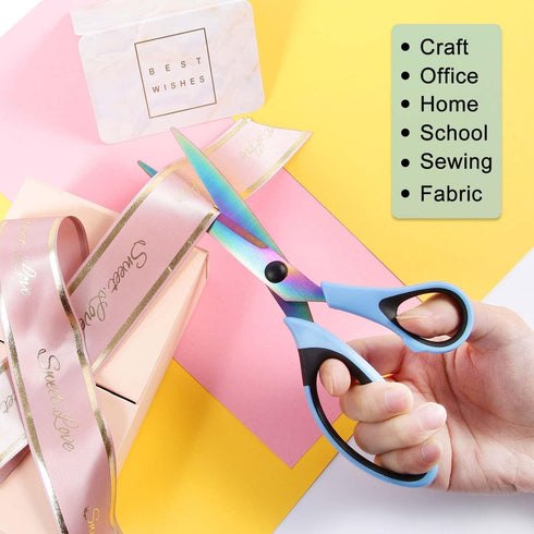 8.5" Scissors All Purpose, Multipurpose Scissors 3 pack Bulk Ultra Sharp Blade Shears, Comfort-Grip Sturdy Scissors for School Office Home Sewing ...