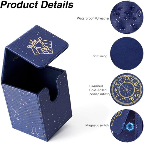 Venssu MTG Deck Box for Commander Display,Card Deck Box Fits 100 Double Sleeved Cards, Deck Box TCG with 2 Dividers and 1 Toploader (Leo)...
