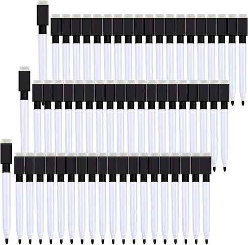 Magnetic Dry Erase Markers Whiteboard Erase Marker with Erasers Cap for School and Office, Black (60 Pieces)...