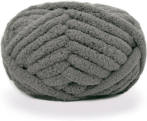 Chunky Knit Chenille Yarn for Hand Knitting Blankets, Super Soft Big Jumbo Blanket Yarn, Dark Grey......