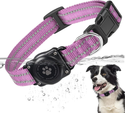 Airtag Dog Collar, 100% Waterproof Integrated Apple Air Tag Dog Collars, Reflective GPS Dog Collar with Hard PC AirTag Holder Case for Small Mediu...