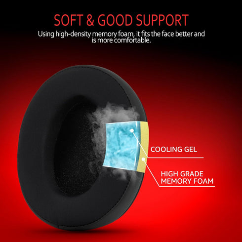 Krone Kalpasmos Cooling-gel Large Oval Replacement Ear Pads for ATH M50X / M40X / SteelSeries Arctis/HyperX Cloud & Alpha/Sony MDR-7506 Compatible...
