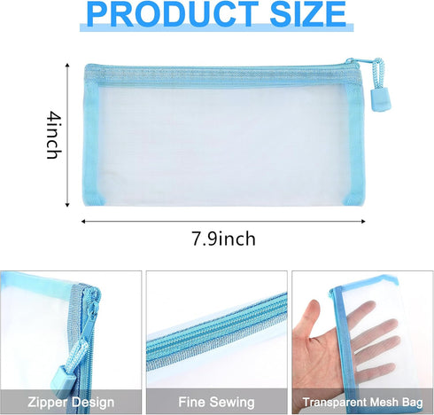 7 Pcs Mini Zipper Mesh Bags, Small Makeup Pouches for Purse Lipstick Cosmetic Accessories Organizer for Women Girls Waterproof, Clear Makeup Bag, ...