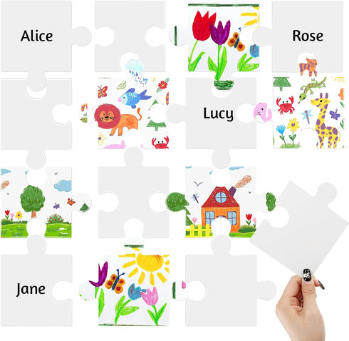 Junkin 100 Pcs Large Blank Puzzle Puzzle Pieces Cutouts DIY Make Your Own Puzzle Kit Paper Puzzle Kit for Classroom Decor Bulletin Board School DI...