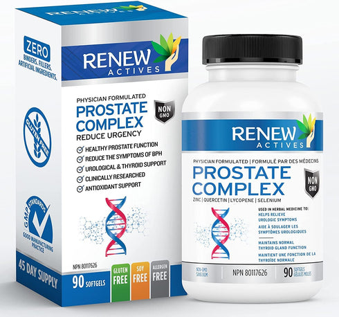 Renew Actives Prostate Complex Supplements - Promote Health for Men, Thyroid Gland, Eyesight, and Immune Function - Powerful Antioxidant Formula -...