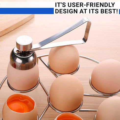 Egg Cracker Tool for Raw Eggs - Stainless Steel Egg Shell Opener Tool with Ergonomic Design, Adjustable Effort, Durable Build - Easy-to-Use, Suite...