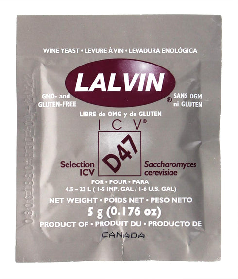 Lalvin ICV D-47 Wine Yeast, 5 grams - 3-Pack...