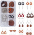 SUNNYCLUE 10 Pairs Wood Geometric Dangle Earring Jewelry Making Kits Teardrop Triangle Triangle Oval Wood Charms Pendant & Brass Linking Rings & E...