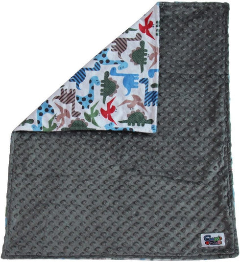 Unisex Baby Reversible Minky Dot Stroller Blanket (Choose Color) (Dinosaurs/Grey)...