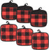 4/6 Pack Buffalo Check Plaid Pot Holders with Pocket,Kitchen Hot Pad Oven Mitts for Cooking and Baking Square 7.9" X 9.1" (Red, 6 Pack)...