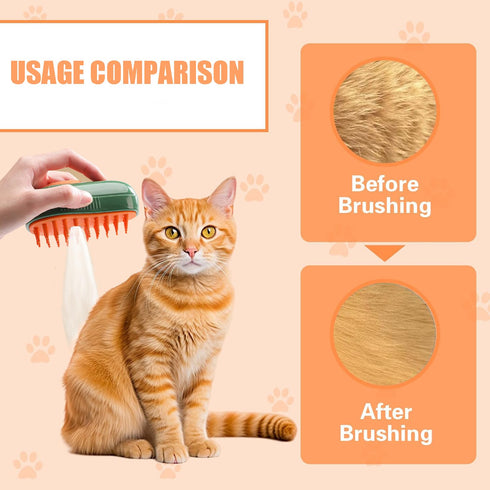 Cat Steam Brush, 3 in 1 Cat Brush for Shedding,Spray Cat Brush For Pets Grooming, Portable Pets Hair Removal Tool For Cats and Dogs, Pets Steamy B...