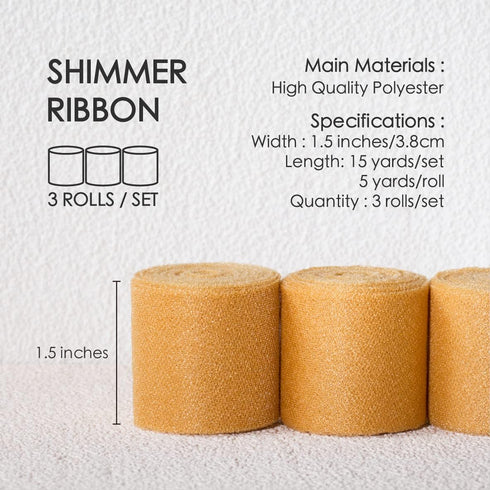 Vitalizart Gold Ribbon for Gift Wrapping 1 1/2 inch Tulle Fabric Shimmer for Wedding Decor Wreath Bridal Shower Hair Bow Maker Flower Bouquet Card...