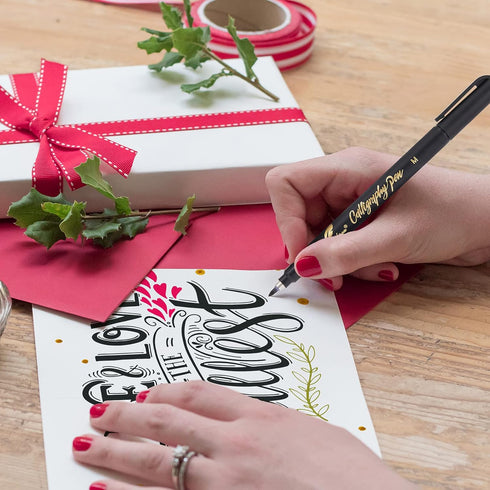 Calligraphy Pens, Hand Lettering Pens, 8 Size Calligraphy Pens for Writing, Brush Pens Calligraphy Set for Beginners,Brush Markers Set, Black Ink ...
